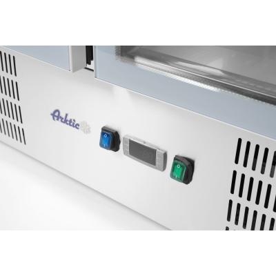 Dvoudveřový prosklený chladicí stůl s odklápěcím víkem, Arktic, 247L, 230V/145W, 900x700x(H)860mm | 236246